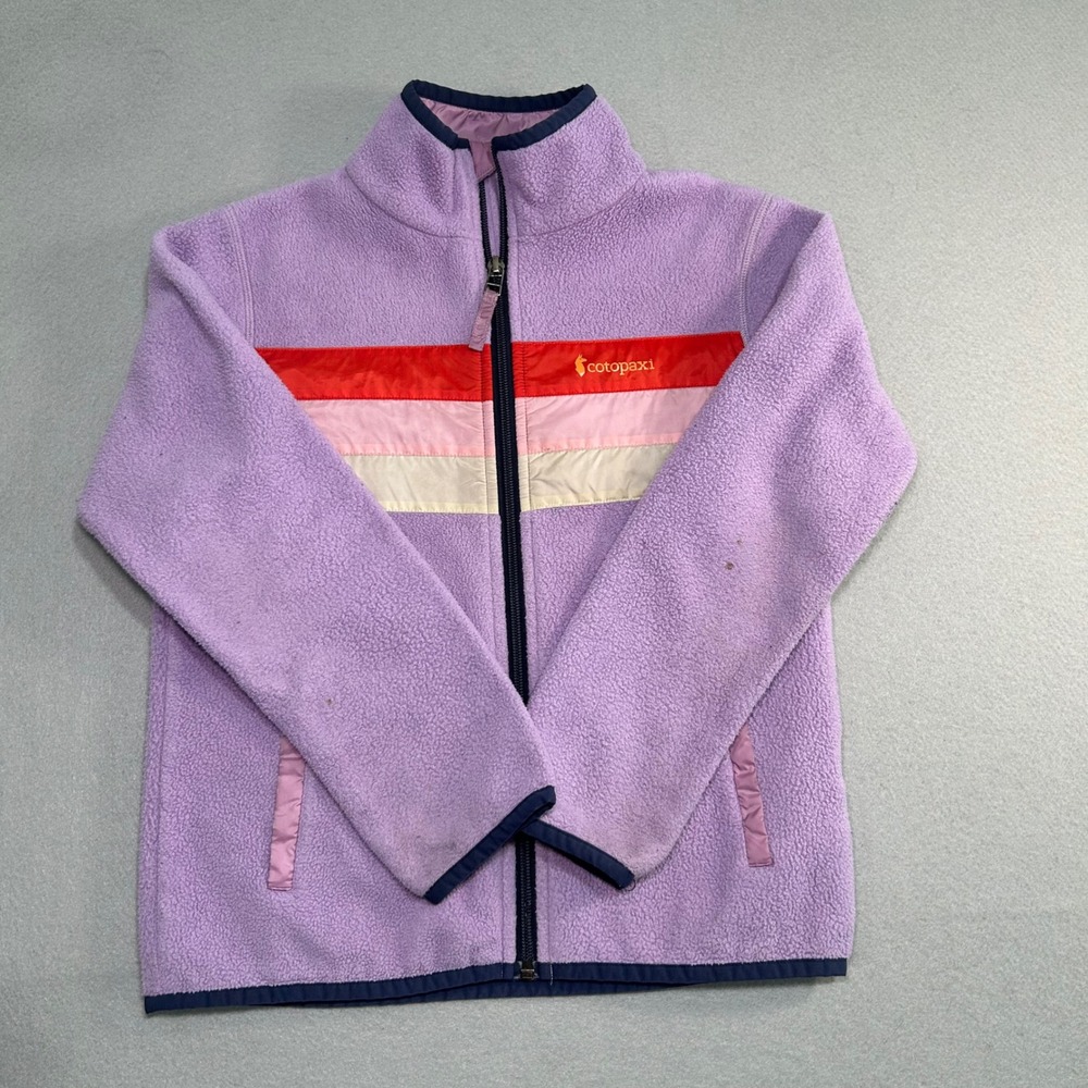 Cotopaxi Fleece Jacket Kids Small Purple Striped Full Zip Abrazo Layer